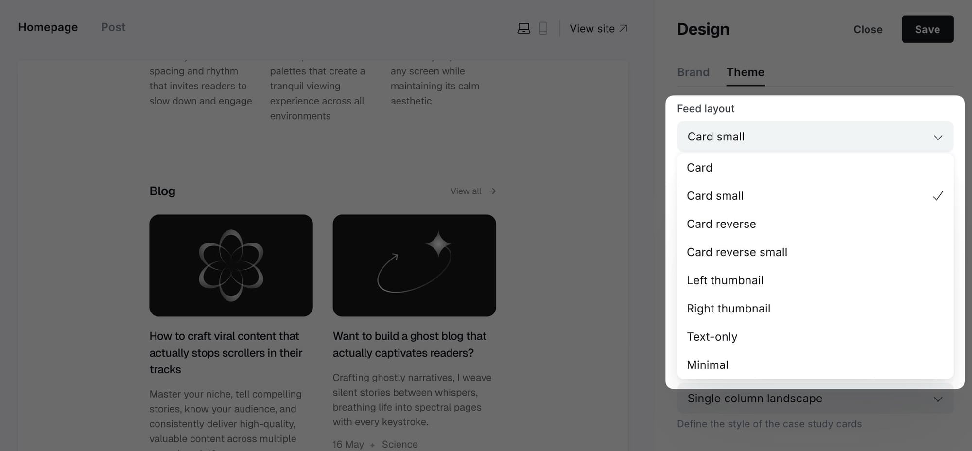 Different post styles overview