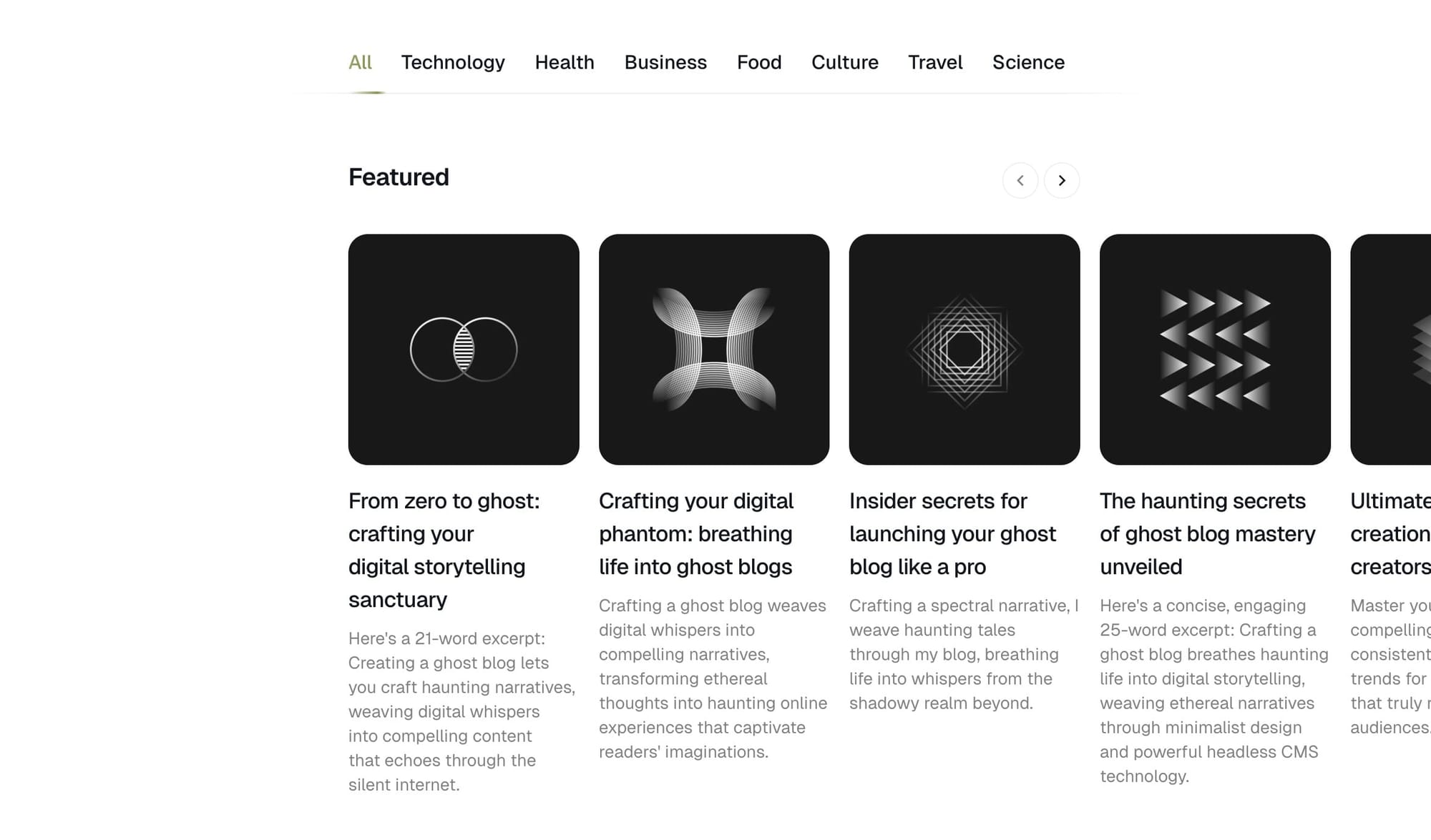 Featured items in category header