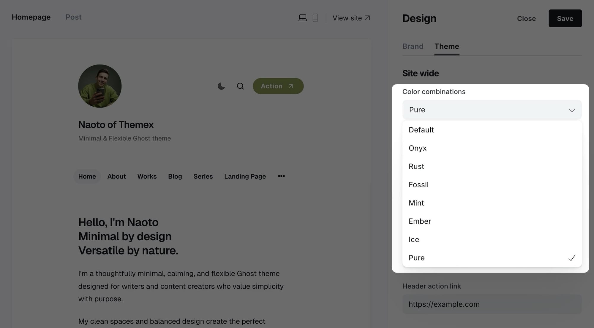 Color combination options