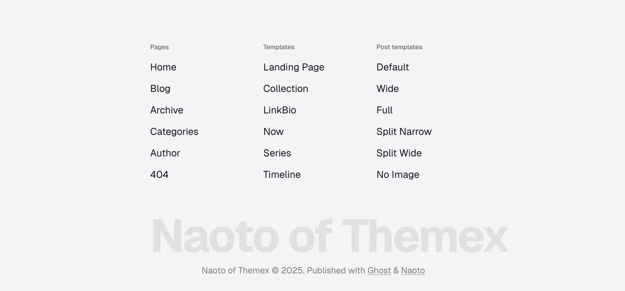 Footer navigation example