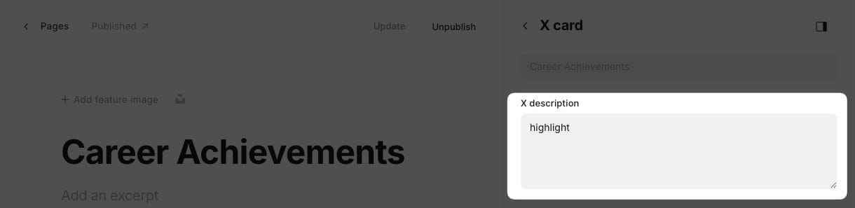 Highlights section settings 2