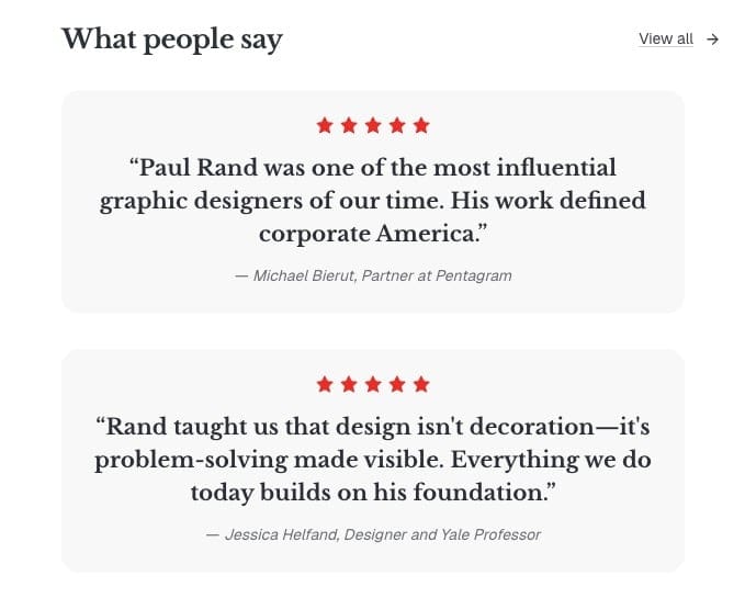 Testimonials section