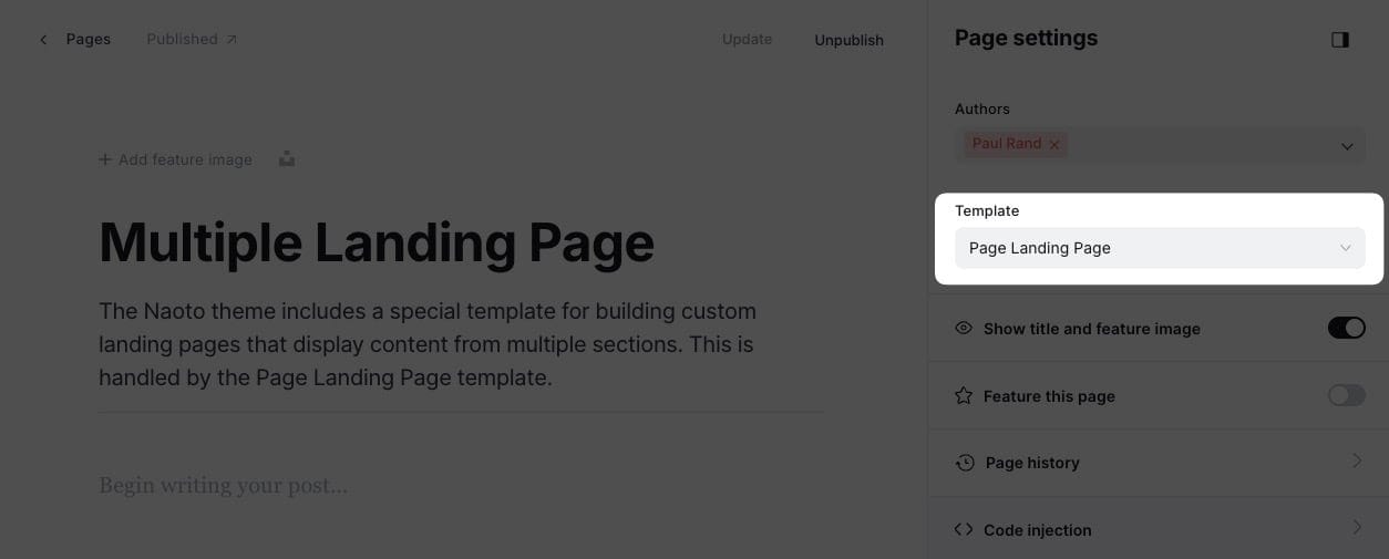 Landing page settings 1
