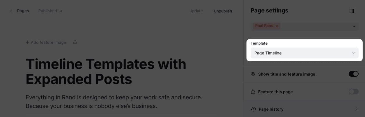 Timeline page settings 1