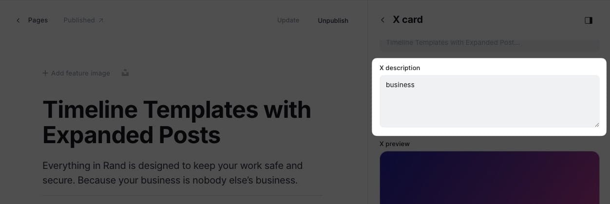 Timeline page settings 2
