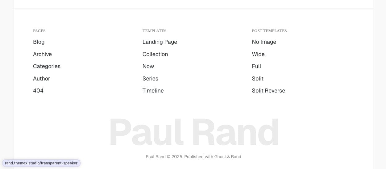 Footer navigation example