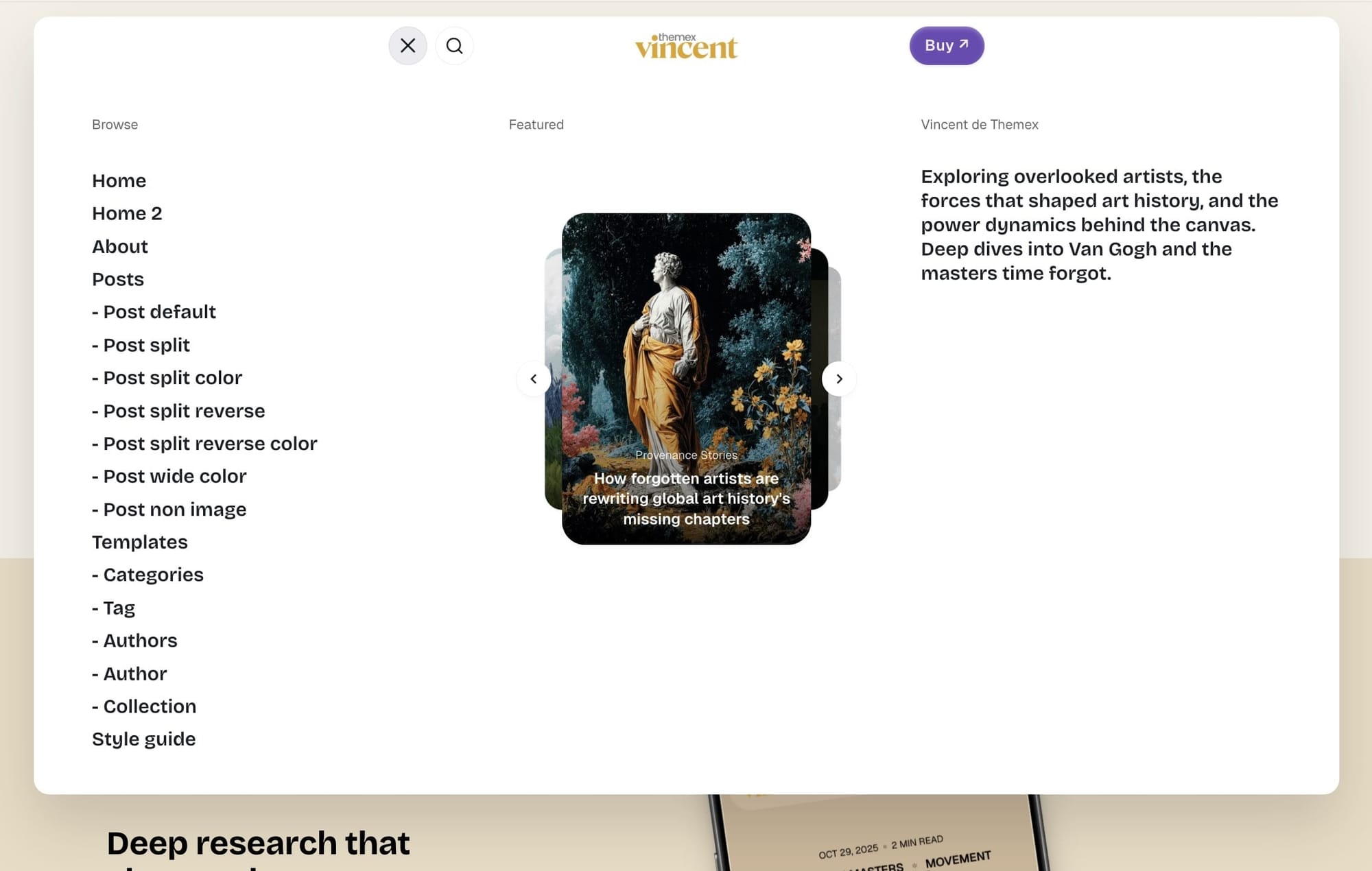 Overlay navigation with carousel