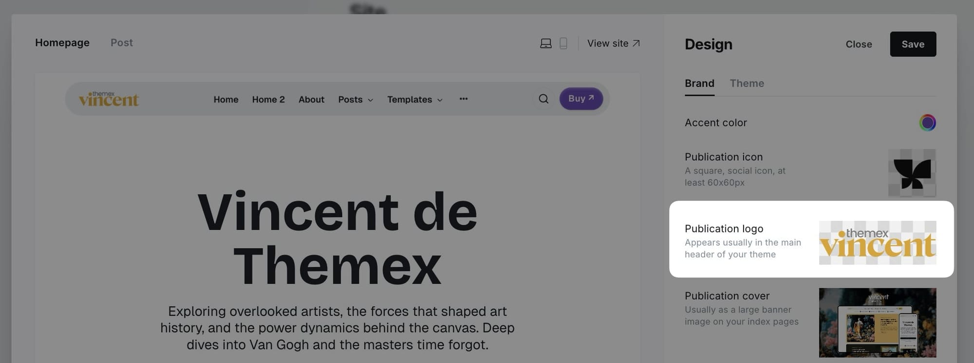 Header logo settings