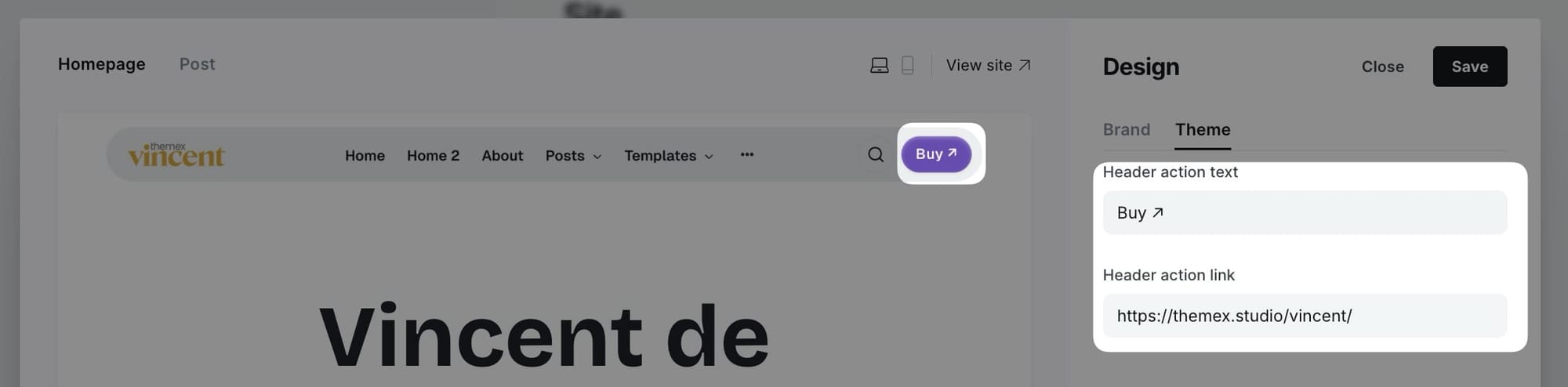 Header call-to-action button