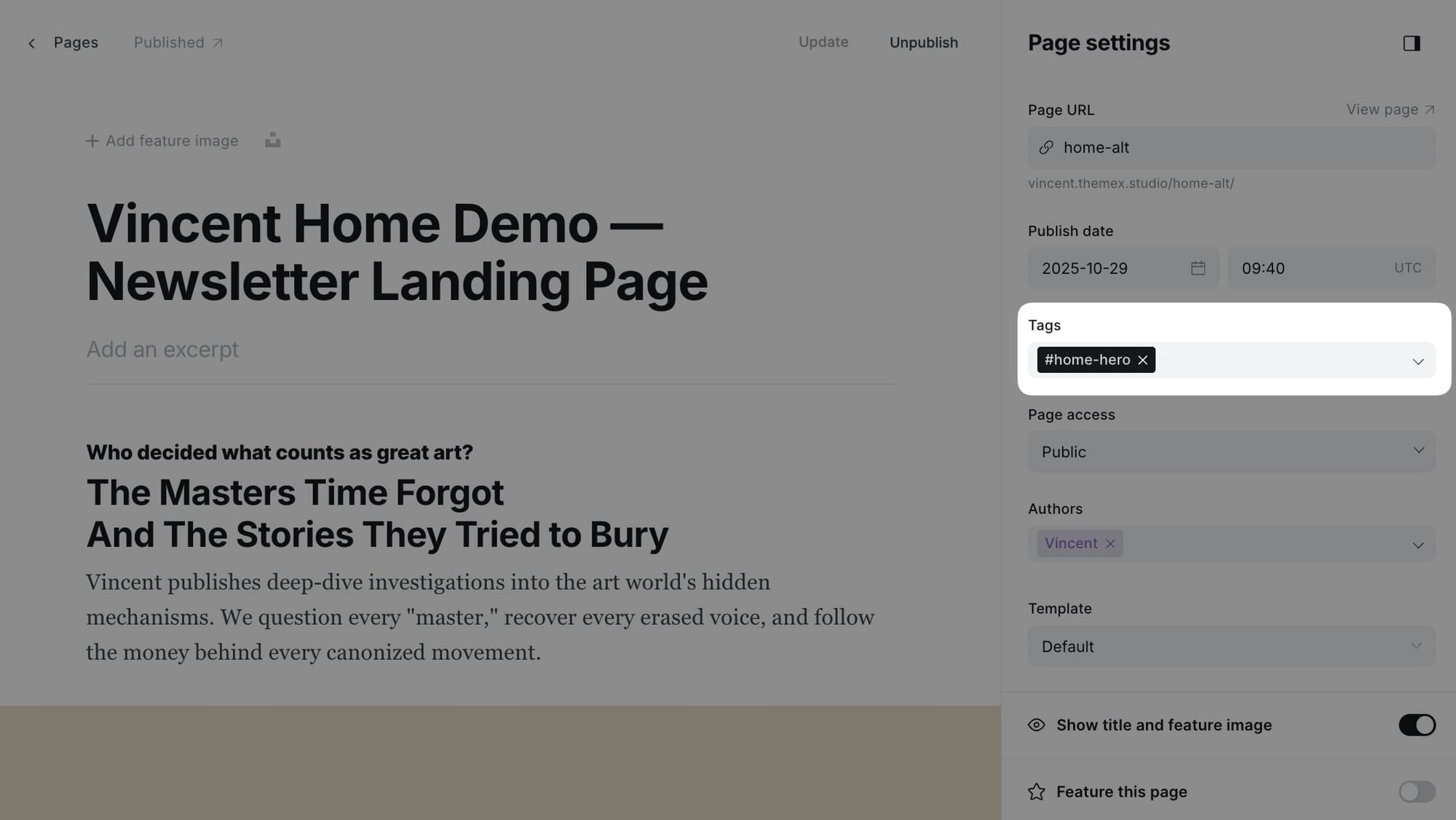 Creating extensive hero content page