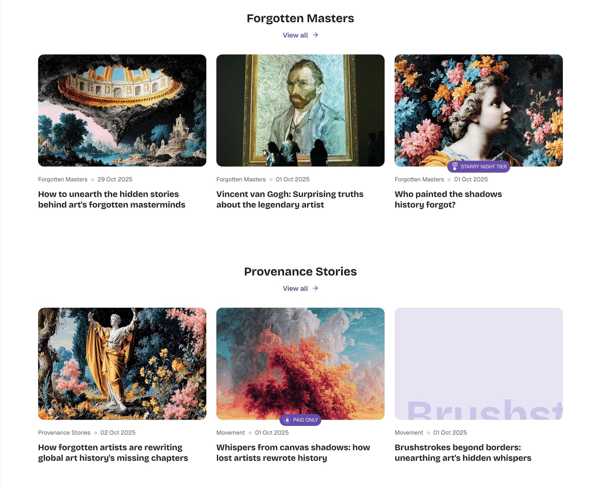 Posts by category sections