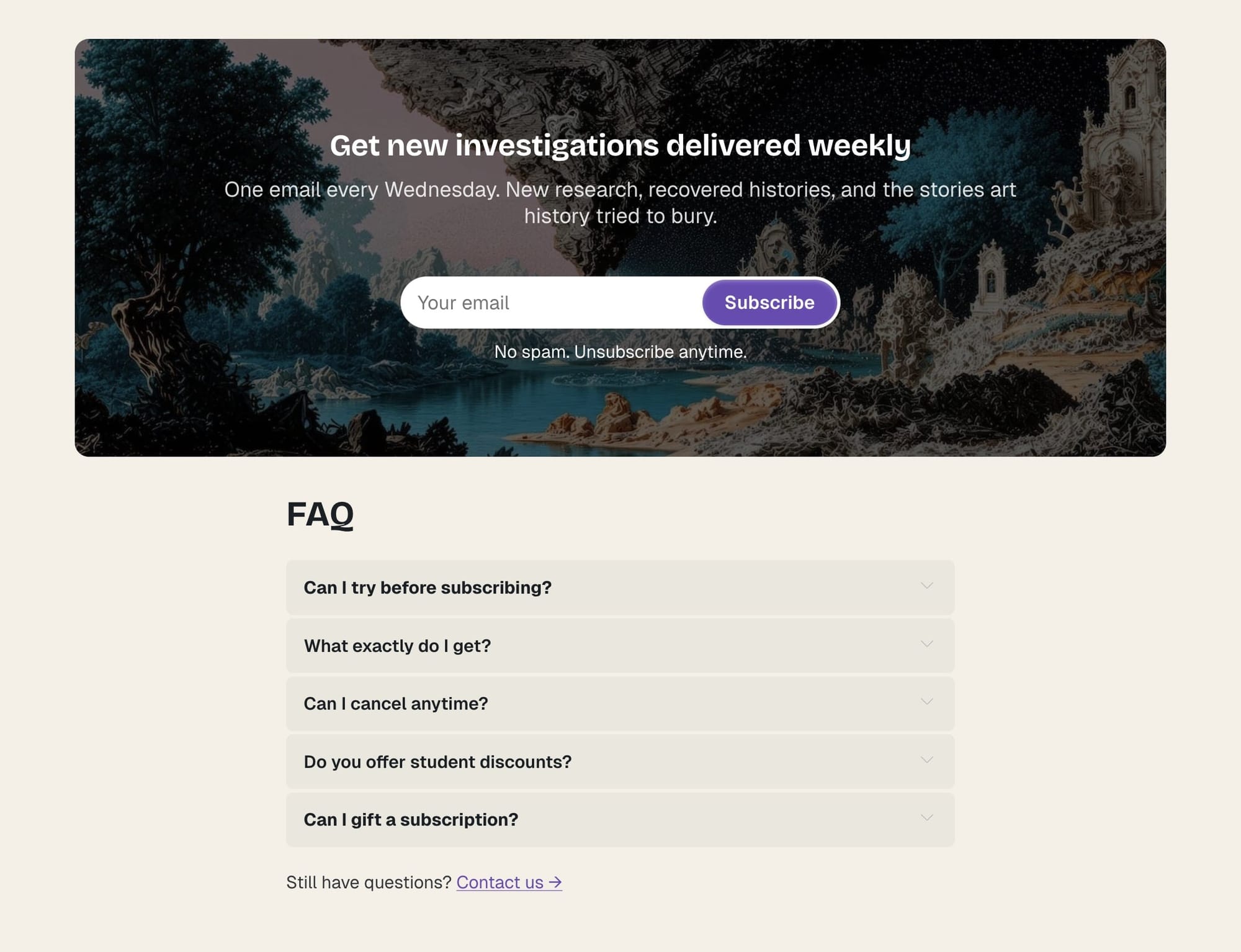 Custom content section
