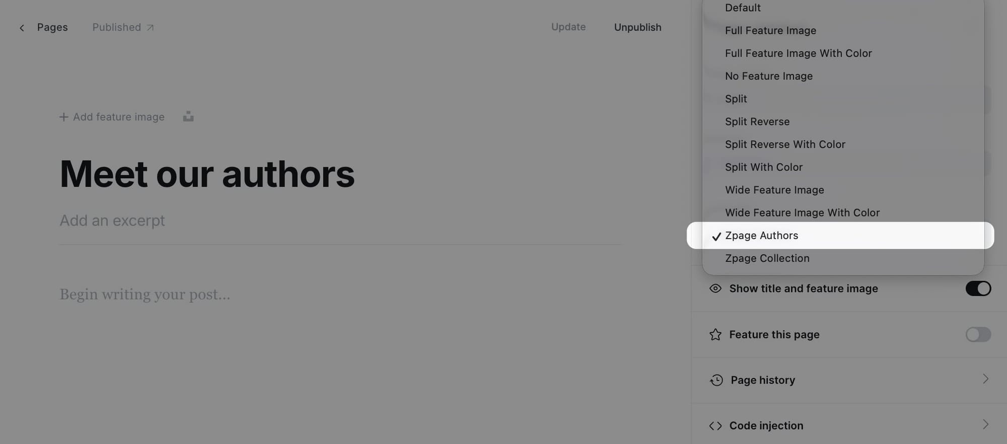 Creating authors page