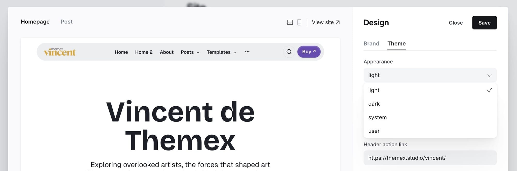 Light and dark mode settings