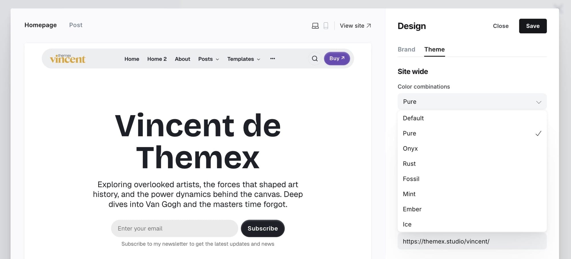 Theme color combinations