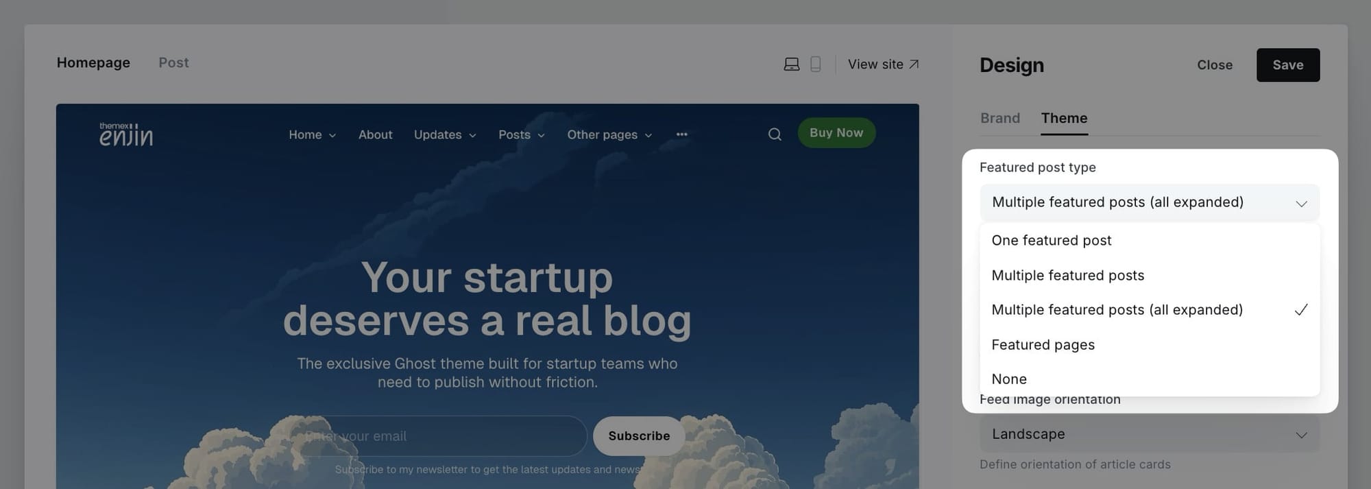 Featured posts settings