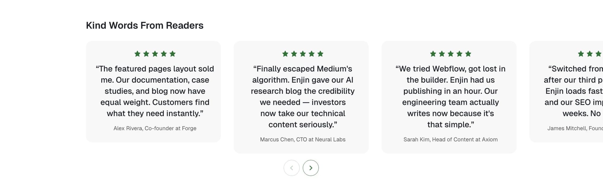 Testimonials section