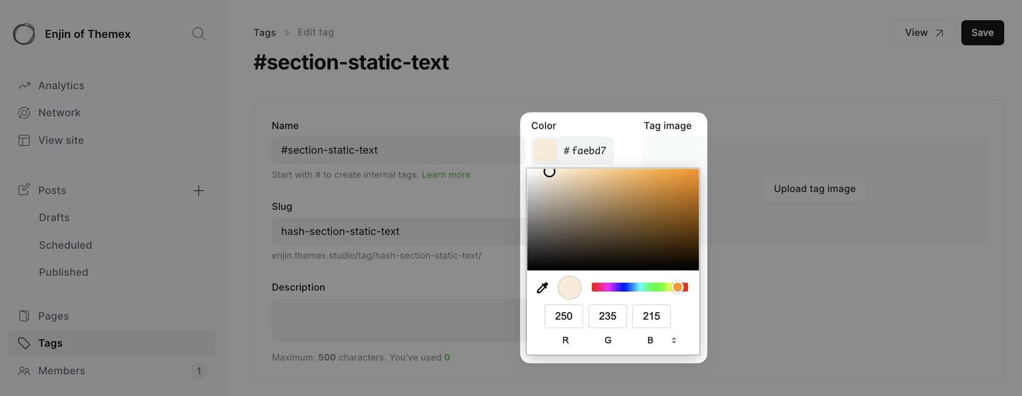 Section background color settings