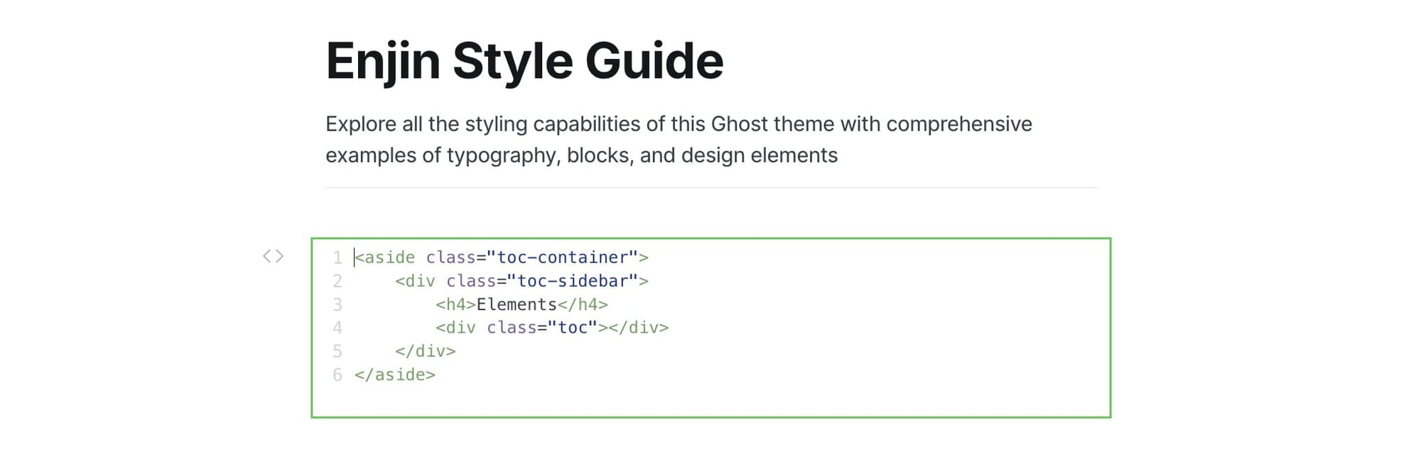Table of contents HTML code