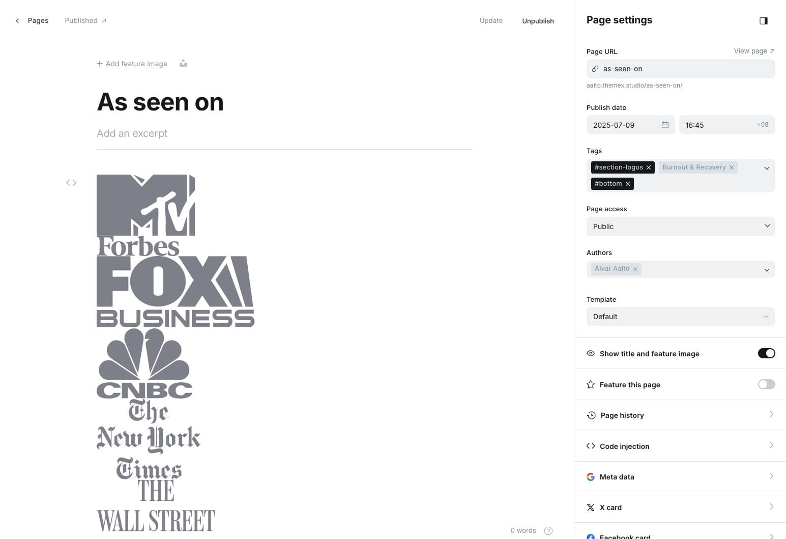 Logo wall page content