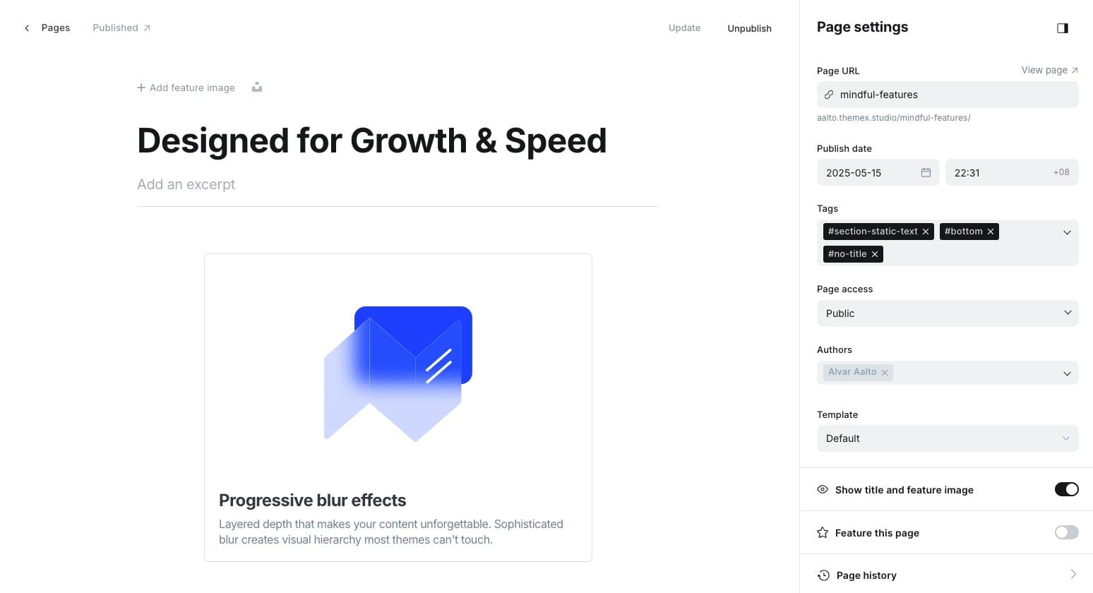 Static text page content
