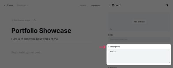 Showcase section settings page 2