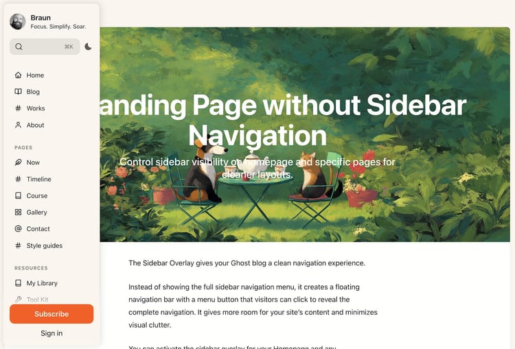 ✨ Sidebar Overlay & Advanced Books Template