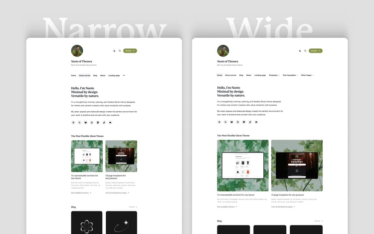 Support different site width